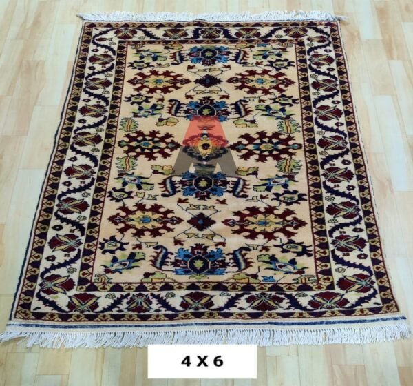 The Afghan hand-spun & hand-knotted carpets, Ethnic Afghan Red Rug, Ideal for a Farmhouse or Shabby Chic Home Decor, Perfect for a Formal Dining Room or Home Office, Large Area Rug 4 Feet X 6 Feet