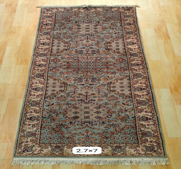 Hand Knotted Woolen Carpet 2.7 Feet X 7 Feet