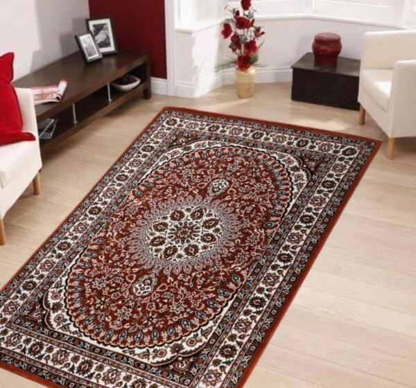Kashmiri Persian Design Carpet for Living Room Bedroom and for Hall | Handwoven Designer Anti Skid Carpets