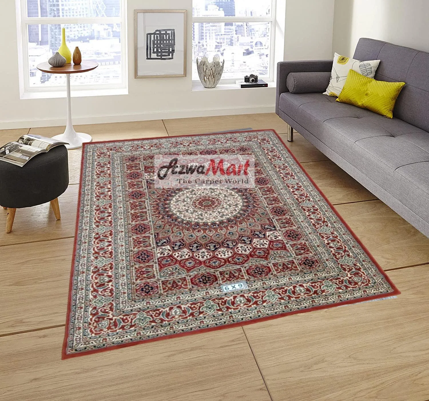 Kashmiri Persian Design Carpet for Living Room Bedroom and for Hall | Handwoven Designer Anti Skid Carpets