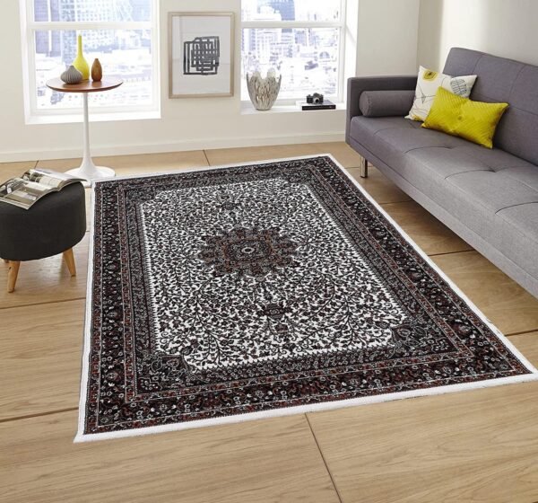Kashmiri Persian Design Carpet for Living Room Bedroom and for Hall | Handwoven Designer Anti Skid Carpets