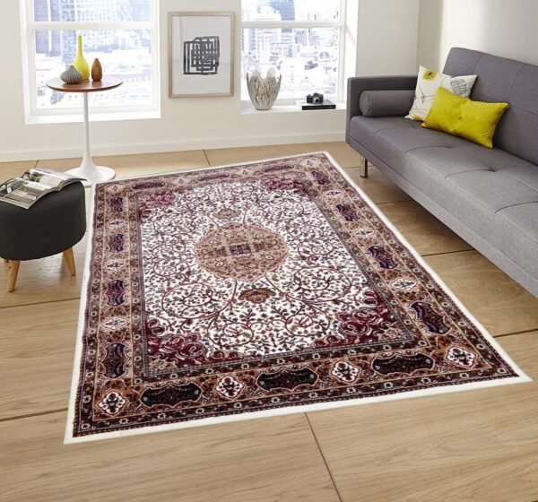 Kashmiri Persian Design Carpet for Living Room Bedroom and for Hall | Handwoven Designer Anti Skid Carpets