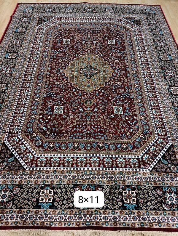 Kashmiri Persian Design Carpet for Living Room Bedroom and for Hall | Machine Woven Designer Anti Skid Carpets 8 Feet X 11 Feet