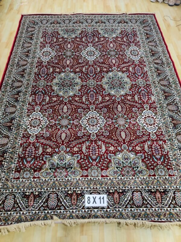 Kashmiri Persian Design Carpet for Living Room Bedroom and for Hall | Machine Woven Designer Anti Skid Carpets 8 Feet X 11 Feet