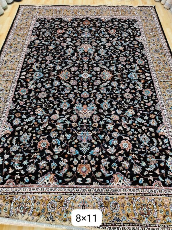 Kashmiri Persian Design Carpet for Living Room Bedroom and for Hall | Machine Woven Designer Anti Skid Carpets 8 Feet X 11 Feet