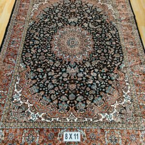 Kashmiri Persian Design Carpet for Living Room Bedroom and for Hall | Machine Woven Designer Anti Skid Carpets 8 Feet X 11 Feet