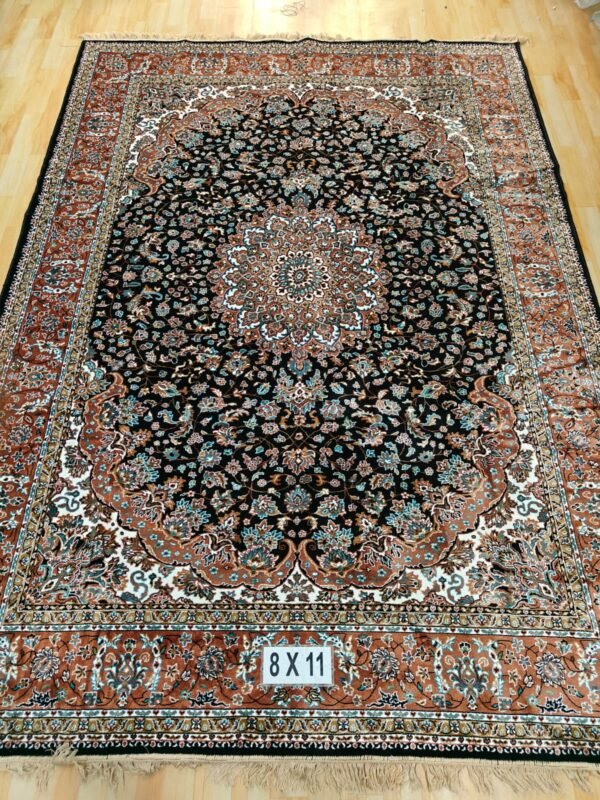 Kashmiri Persian Design Carpet for Living Room Bedroom and for Hall | Machine Woven Designer Anti Skid Carpets 8 Feet X 11 Feet