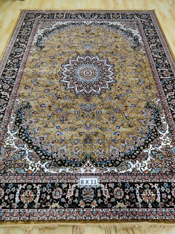 Kashmiri Persian Design Carpet for Living Room Bedroom and for Hall | Machine Woven Designer Anti Skid Carpets 8 Feet X 11 Feet
