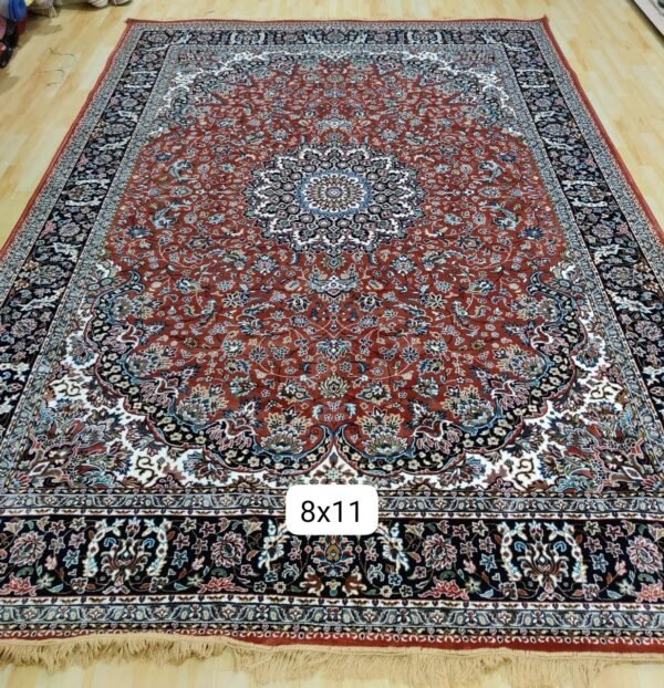 Kashmiri Persian Design Carpet for Living Room Bedroom and for Hall | Machine Woven Designer Anti Skid Carpets 8 Feet X 11 Feet