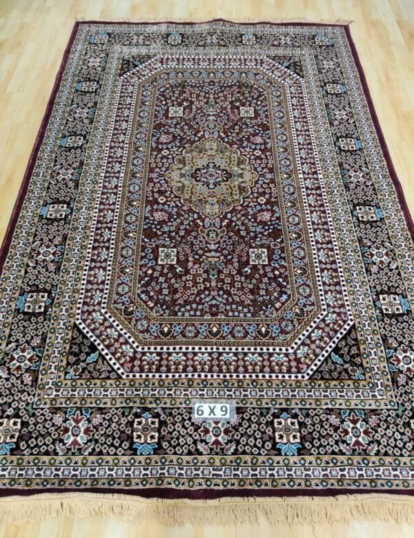 Kashmiri Persian Design Carpet for Living Room Bedroom and for Hall | Machine woven Designer Anti Skid Carpets 6 Feet X 9 Feet