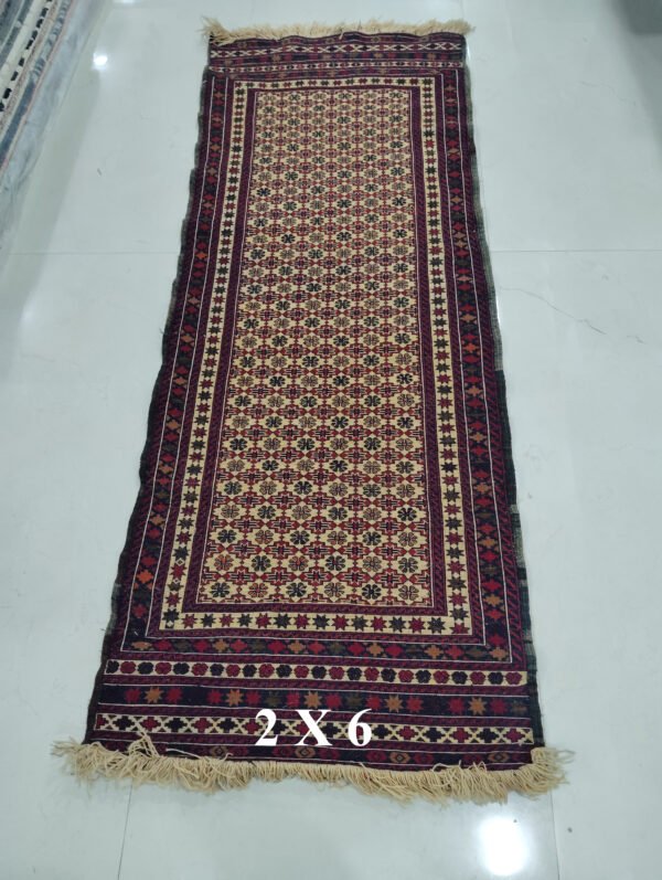 The Afghan hand-spun & hand-knotted Kilims carpets, Ethnic Afghan Red Rug, Ideal for a Farmhouse or Shabby Chic Home Decor, Perfect for a Formal Dining Room or Home Office, 2.0 Feet X 6.0 Feet