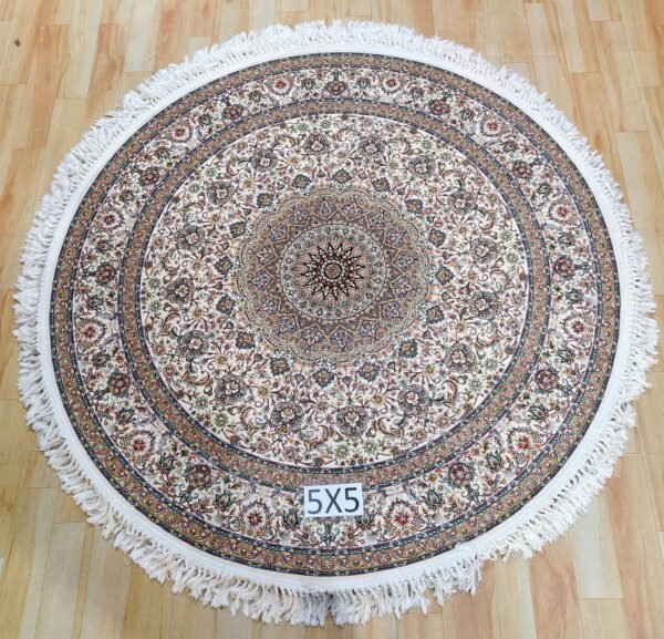 Ultra Premium Highest Density Imported Round Irani Persian Silk Carpet for Your Living Room, Hall & Dinning Area 5 feet x 5 feet