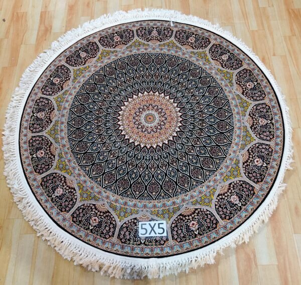 Ultra Premium Highest Density Imported Round Irani Persian Silk Carpet for Your Living Room, Hall & Dinning Area 5 feet x 5 feet