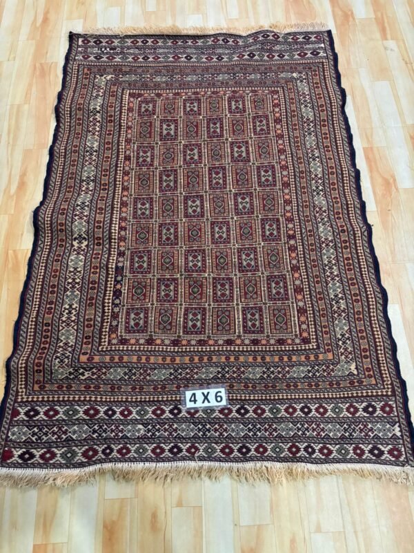 The Afghan hand-spun & hand-knotted Kilims carpets, Ethnic Afghan Red Rug, Ideal for a Farmhouse or Shabby Chic Home Decor, Perfect for a Formal Dining Room or Home Office, 4.0 Feet X 6.0 Feet