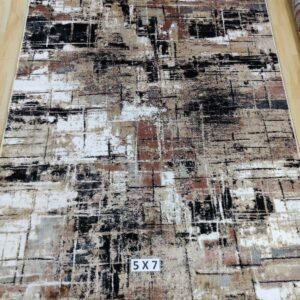 Abstract Area Rug Modern Style | Premium Indian Made Superior Comfort & Construction | Stain Shedding Resistant 5 Feet X 7 Feet