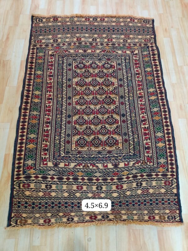 The Afghan hand-spun & hand-knotted Kilims carpets, Ethnic Afghan Red Rug, Ideal for a Farmhouse or Shabby Chic Home Decor, Perfect for a Formal Dining Room or Home Office, 4.0 Feet X 6.0 Feet