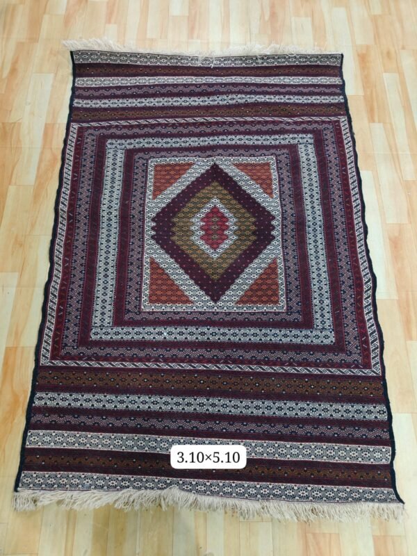 The Afghan hand-spun & hand-knotted Kilims carpets, Ethnic Afghan Red Rug, Ideal for a Farmhouse or Shabby Chic Home Decor, Perfect for a Formal Dining Room or Home Office, 4.0 Feet X 6.0 Feet