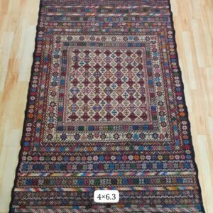 The Afghan hand-spun & hand-knotted Kilims carpets, Ethnic Afghan Red Rug, Ideal for a Farmhouse or Shabby Chic Home Decor, Perfect for a Formal Dining Room or Home Office, 4.0 Feet X 6.0 Feet