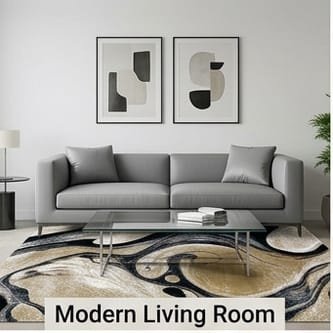 Abstract Area Rug Modern Style | Premium Indian Made Superior Comfort & Construction | Stain Shedding Resistant 6 Feet X 9 Feet - Image 2
