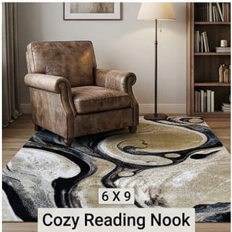 Abstract Area Rug Modern Style | Premium Indian Made Superior Comfort & Construction | Stain Shedding Resistant 6 Feet X 9 Feet