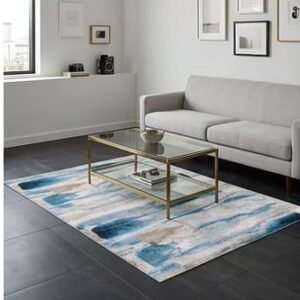 Abstract Area Rug Modern Style | Premium Indian Made Superior Comfort & Construction | Stain Shedding Resistant 6 Feet X 9 Feet