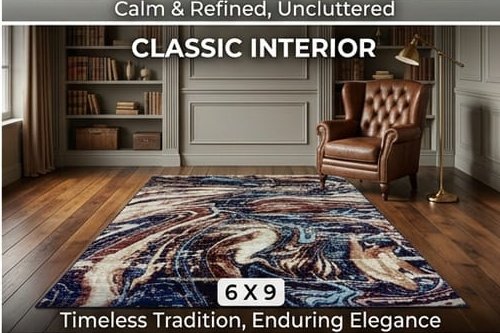 Abstract Area Rug Modern Style | Premium Indian Made Superior Comfort & Construction | Stain Shedding Resistant 6 Feet X 9 Feet - Image 5
