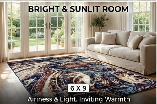 Abstract Area Rug Modern Style | Premium Indian Made Superior Comfort & Construction | Stain Shedding Resistant 6 Feet X 9 Feet - Image 6