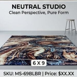 Abstract Area Rug Modern Style | Premium Indian Made Superior Comfort & Construction | Stain Shedding Resistant 6 Feet X 9 Feet
