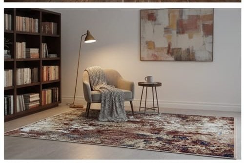 Abstract Area Rug Modern Style | Premium Indian Made Superior Comfort & Construction | Stain Shedding Resistant 6 Feet X 9 Feet - Image 2