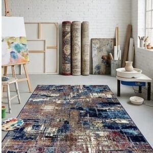 Abstract Area Rug Modern Style | Premium Indian Made Superior Comfort & Construction | Stain Shedding Resistant 6 Feet X 9 Feet