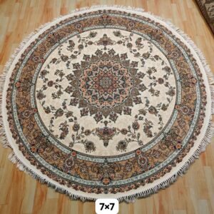 Ultra Premium Highest Density Imported Round Irani Persian Silk Carpet for Your Living Room, Hall & Dinning Area 7 feet x 7 feet