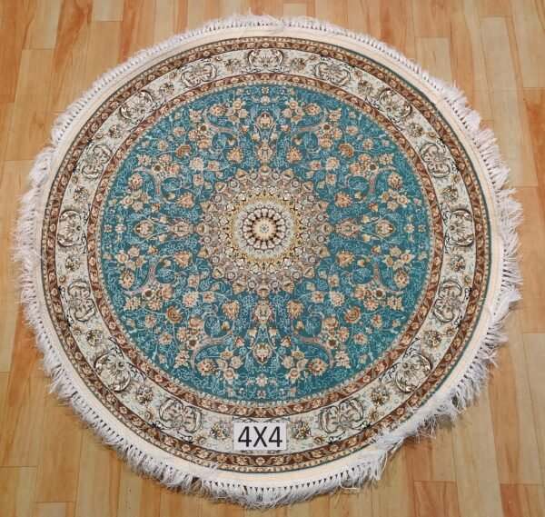 Ultra Premium Highest Density Imported Round Irani Persian Silk Carpet for Your Living Room, Hall & Dinning Area 4 feet x 4 feet