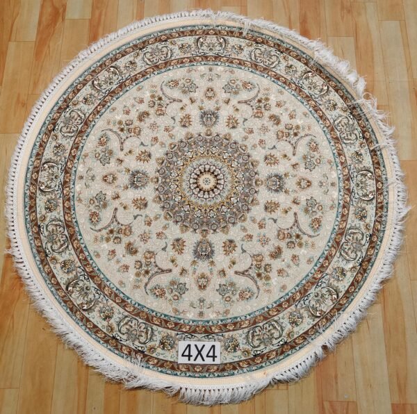 Ultra Premium Highest Density Imported Round Irani Persian Silk Carpet for Your Living Room, Hall & Dinning Area 4 feet x 4 feet