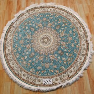 Ultra Premium Highest Density Imported Round Irani Persian Silk Carpet for Your Living Room, Hall & Dinning Area 5 feet x 5 feet