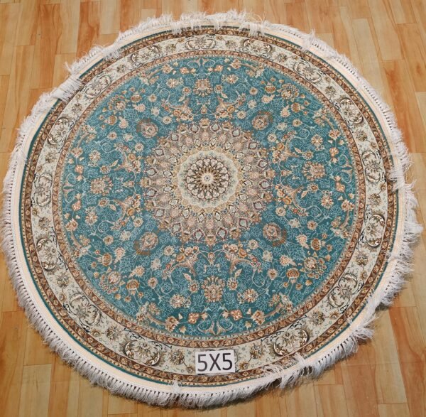 Ultra Premium Highest Density Imported Round Irani Persian Silk Carpet for Your Living Room, Hall & Dinning Area 5 feet x 5 feet