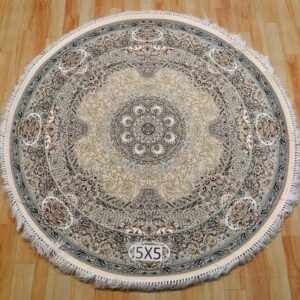 Ultra Premium Highest Density Imported Round Irani Persian Silk Carpet for Your Living Room, Hall & Dinning Area 5 feet x 5 feet