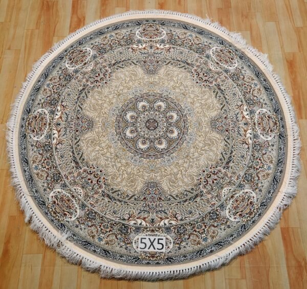 Ultra Premium Highest Density Imported Round Irani Persian Silk Carpet for Your Living Room, Hall & Dinning Area 5 feet x 5 feet