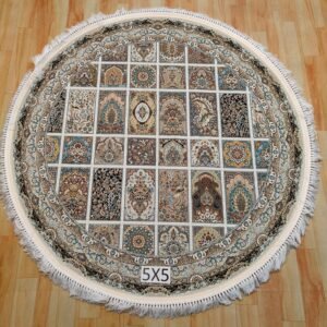 Ultra Premium Highest Density Imported Round Irani Persian Silk Carpet for Your Living Room, Hall & Dinning Area 5 feet x 5 feet