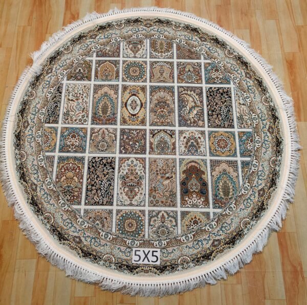 Ultra Premium Highest Density Imported Round Irani Persian Silk Carpet for Your Living Room, Hall & Dinning Area 5 feet x 5 feet