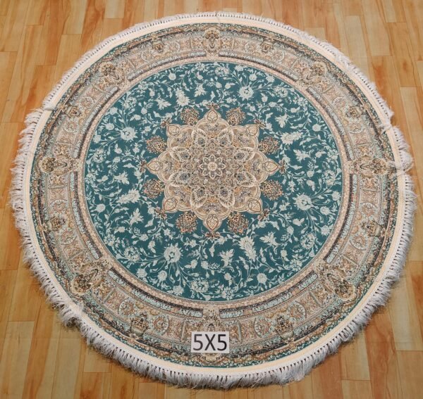 Ultra Premium Highest Density Imported Round Irani Persian Silk Carpet for Your Living Room, Hall & Dinning Area 5 feet x 5 feet