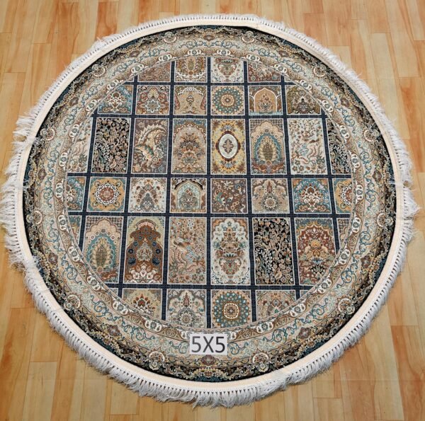 Ultra Premium Highest Density Imported Round Irani Persian Silk Carpet for Your Living Room, Hall & Dinning Area 5 feet x 5 feet