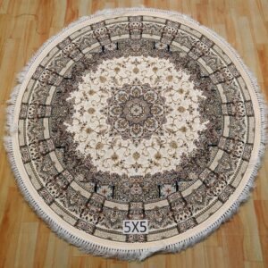 Ultra Premium Highest Density Imported Round Irani Persian Silk Carpet for Your Living Room, Hall & Dinning Area 5 feet x 5 feet