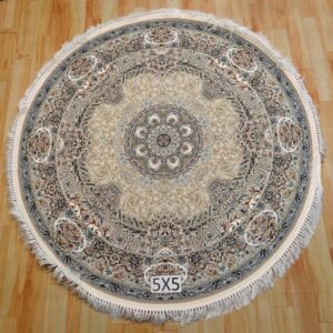 Ultra Premium Highest Density Imported Round Irani Persian Silk Carpet for Your Living Room, Hall & Dinning Area 5 feet x 5 feet