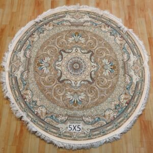Ultra Premium Highest Density Imported Round Irani Persian Silk Carpet for Your Living Room, Hall & Dinning Area 5 feet x 5 feet