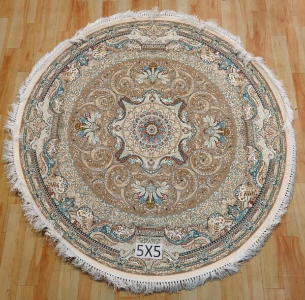 Ultra Premium Highest Density Imported Round Irani Persian Silk Carpet for Your Living Room, Hall & Dinning Area 5 feet x 5 feet