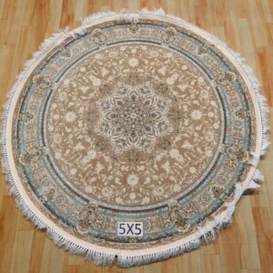 Ultra Premium Highest Density Imported Round Irani Persian Silk Carpet for Your Living Room, Hall & Dinning Area 5 feet x 5 feet
