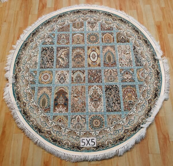 Ultra Premium Highest Density Imported Round Irani Persian Silk Carpet for Your Living Room, Hall & Dinning Area 5 feet x 5 feet