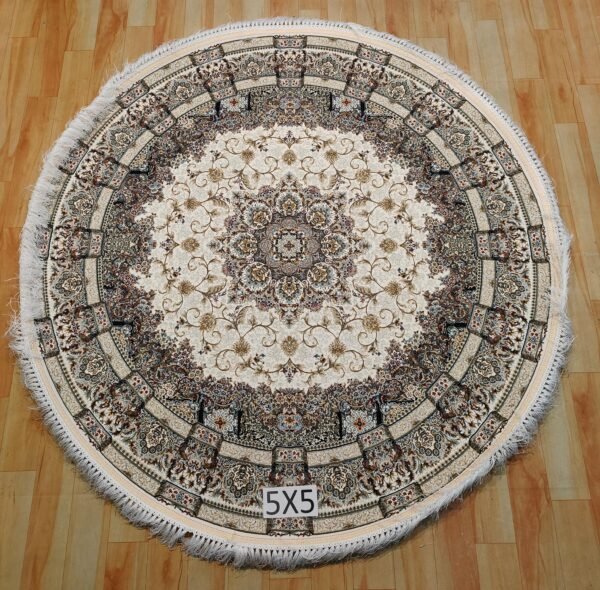 Ultra Premium Highest Density Imported Round Irani Persian Silk Carpet for Your Living Room, Hall & Dinning Area 5 feet x 5 feet