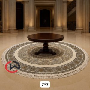 Ultra Premium Highest Density Imported Round Irani Persian Silk Carpet for Your Living Room, Hall & Dinning Area 7 feet x 7 feet