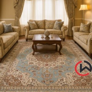 Kashmiri Persian Design Carpet for Living Room Bedroom and for Hall | Machine woven Designer Anti Skid Carpets 12 Feet X 15 Feet